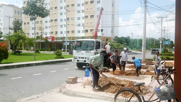 Thi công đường khu dân cư
