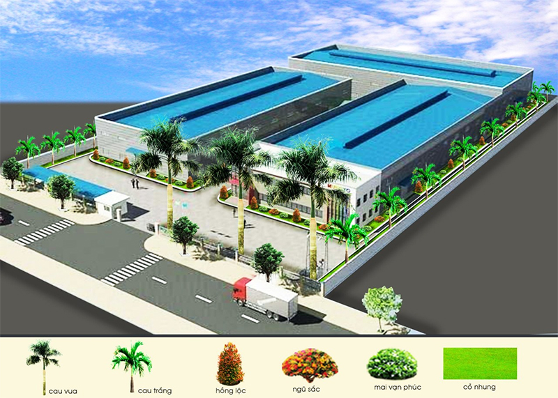 Thiết kế thi công cây xanh công ty Wosin